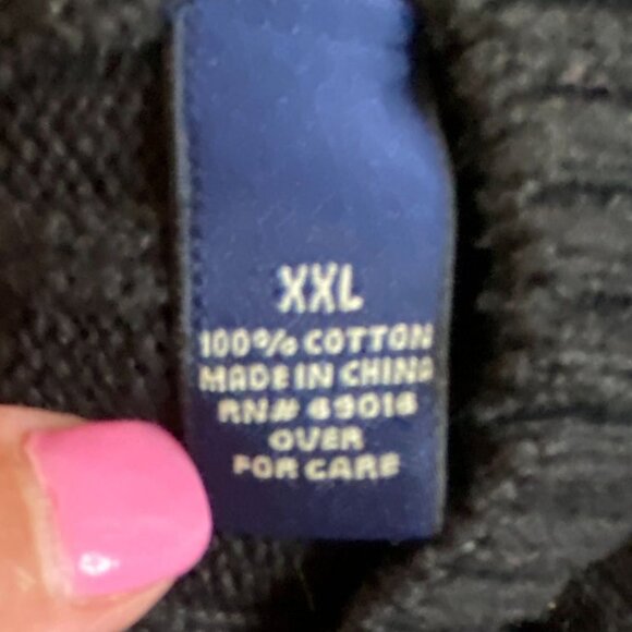 Consensus Men's Black Cable Knit Preppy Dark Academia Crewneck Sweater Size XXL - Picture 4 of 9